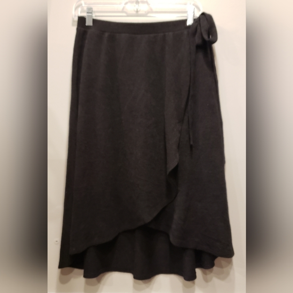 Sz Small Anthropologie Maeve Black Faux Wrap Flounced Skirt